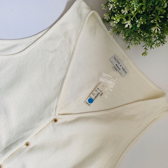 Madewell Texture & Thread Tank Top Front Tie Ivory - Picture 4 of 5